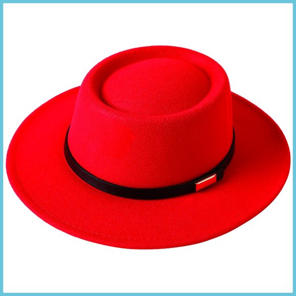 Vintage Wide Brim Wool Fedora Hat with Belt Buckle Design main image 6